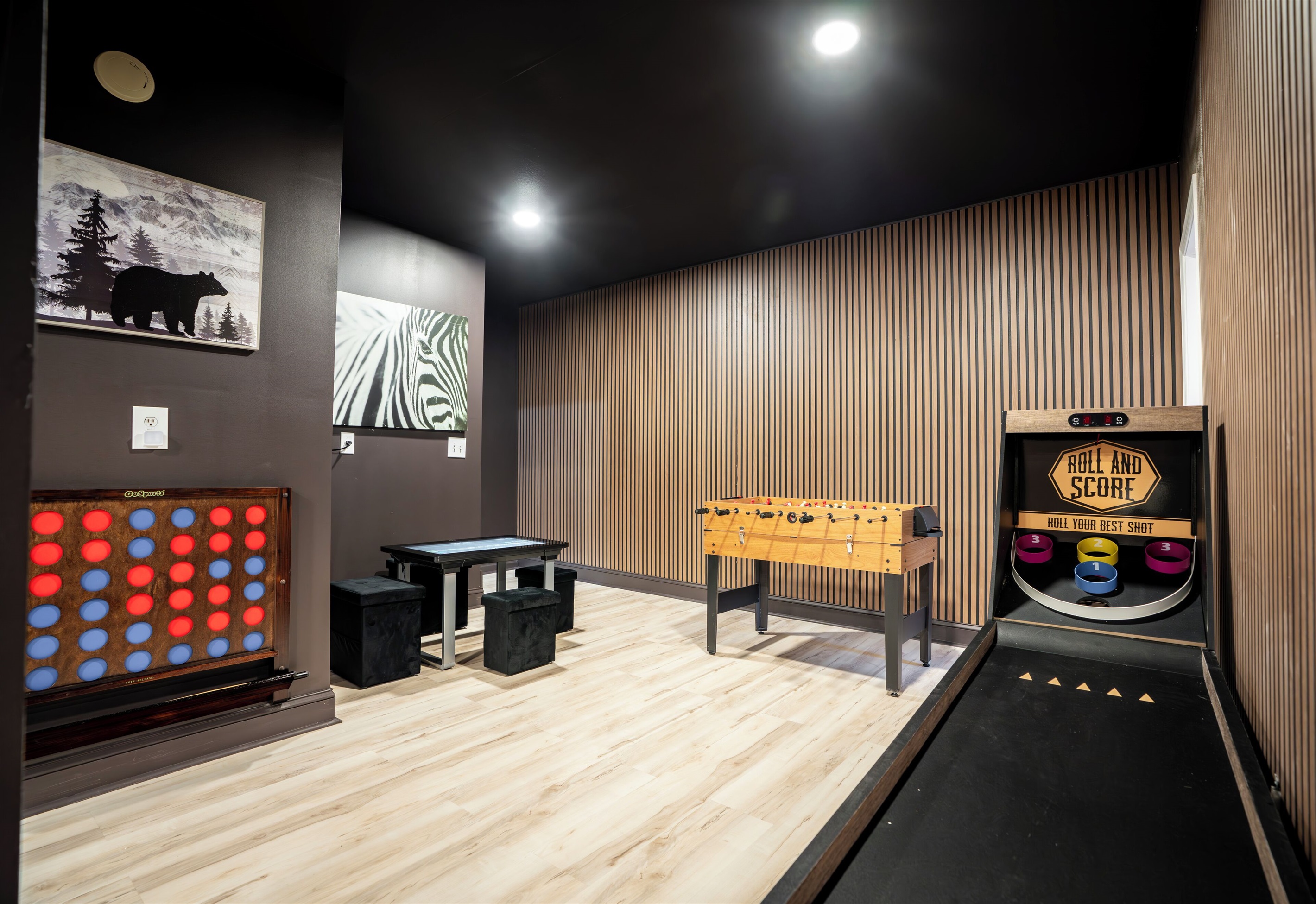 Skeeball, foosball, connect 4, infinity game table