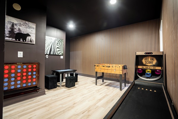 Skeeball, foosball, connect 4, infinity game table