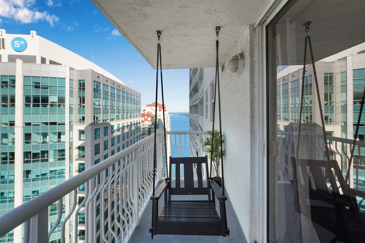 Balcony Swing & Brickell Bay Views