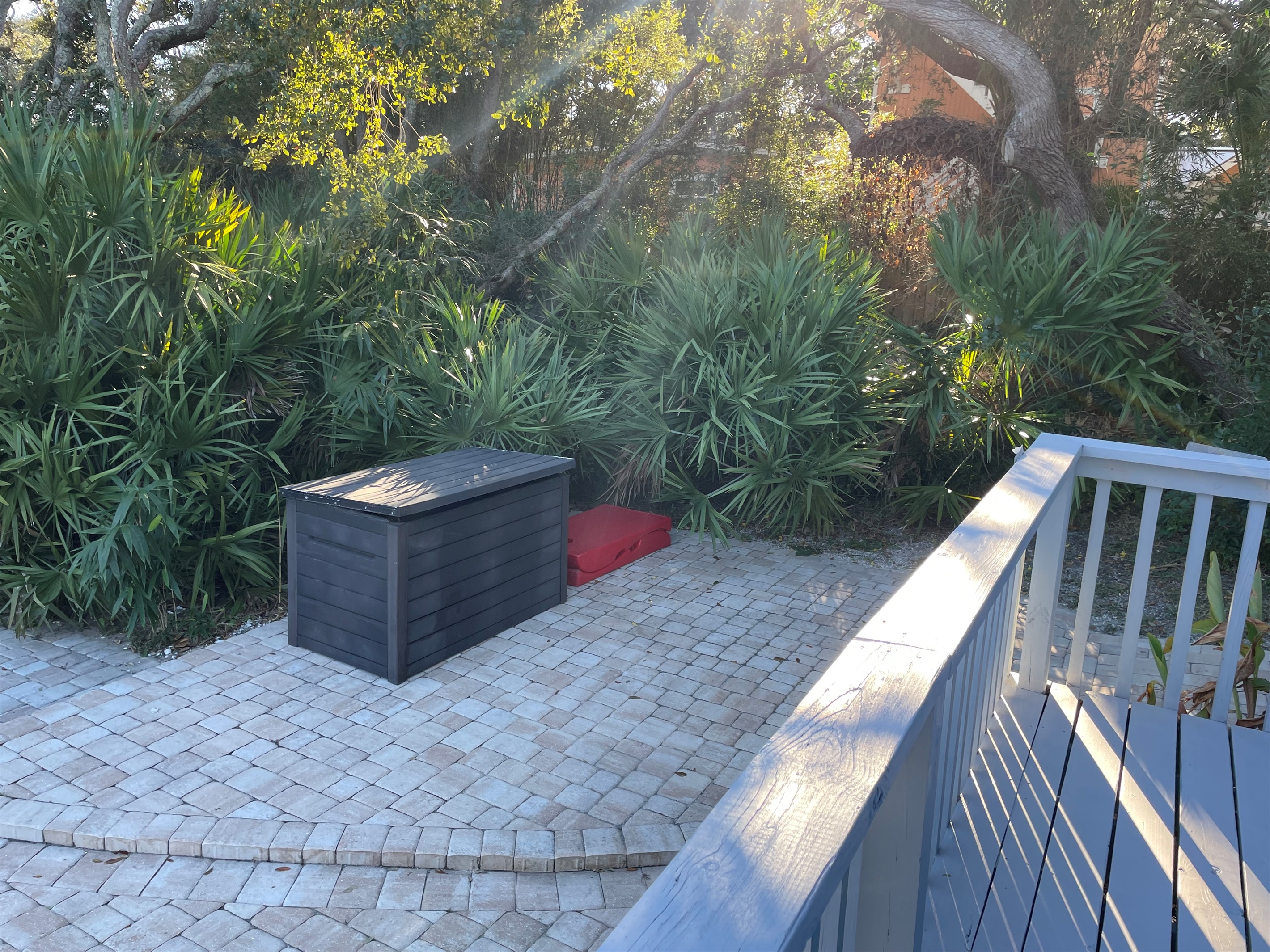 Deck Box w/beach chairs & tennis raquets