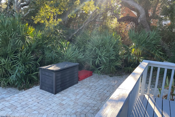Deck Box w/beach chairs & tennis raquets