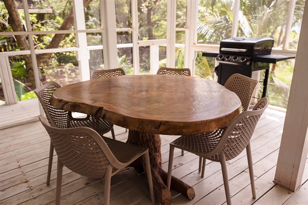 Screened porch dining table for 6