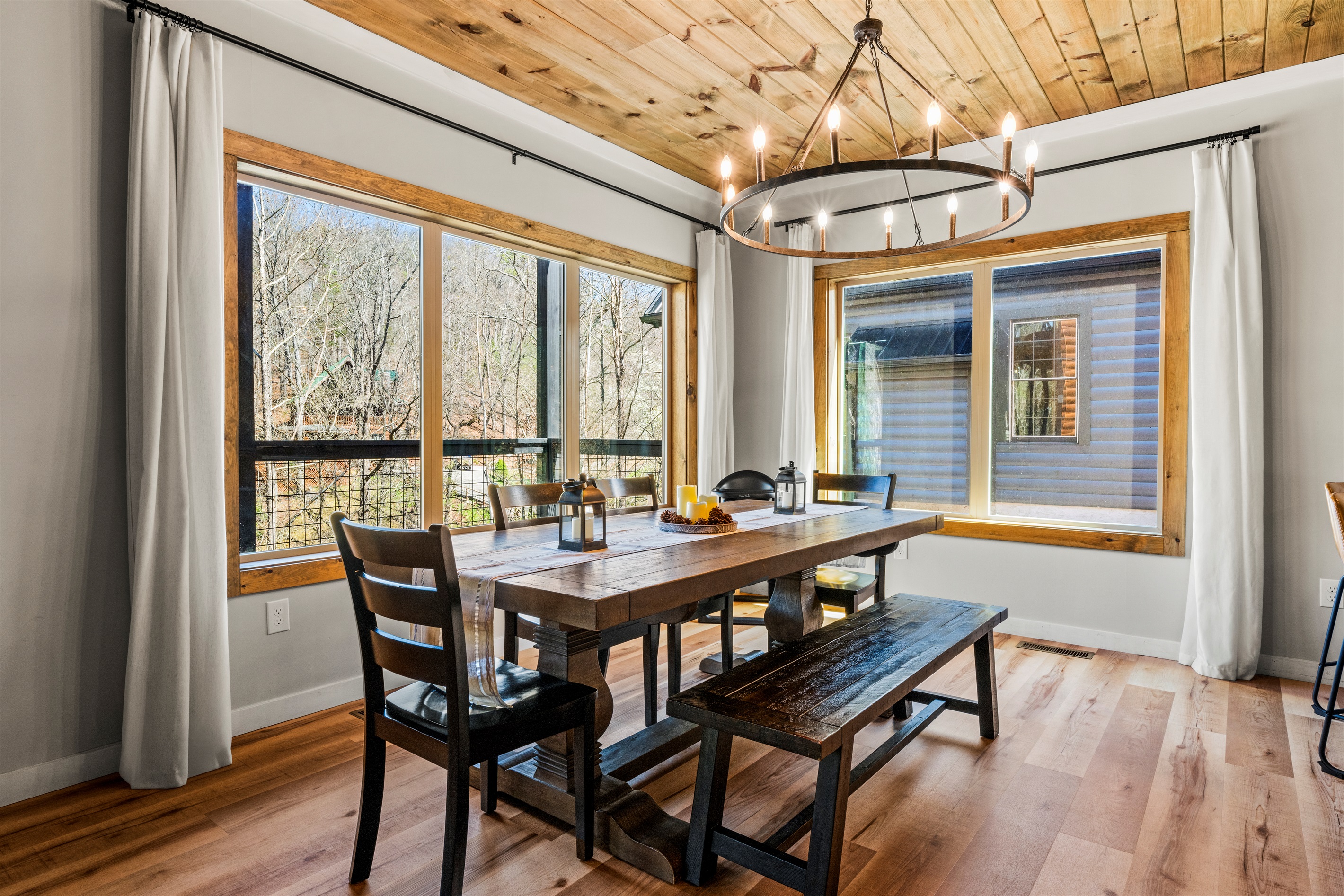 Enjoy your morning coffee while gazing out of the large, light-filled windows.