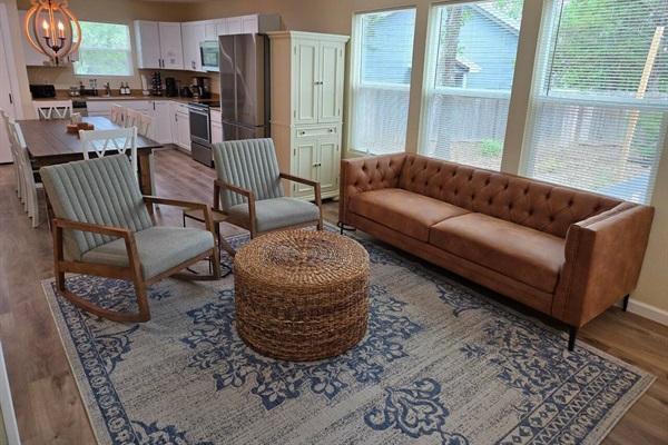 Living room adjacent to the kitchen.