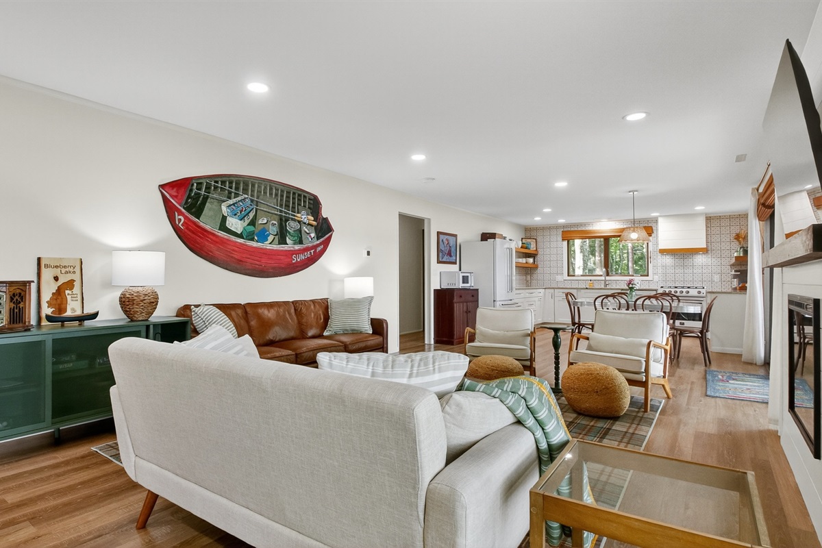 Most of the artwork in the home is original or vintage and sourced locally.