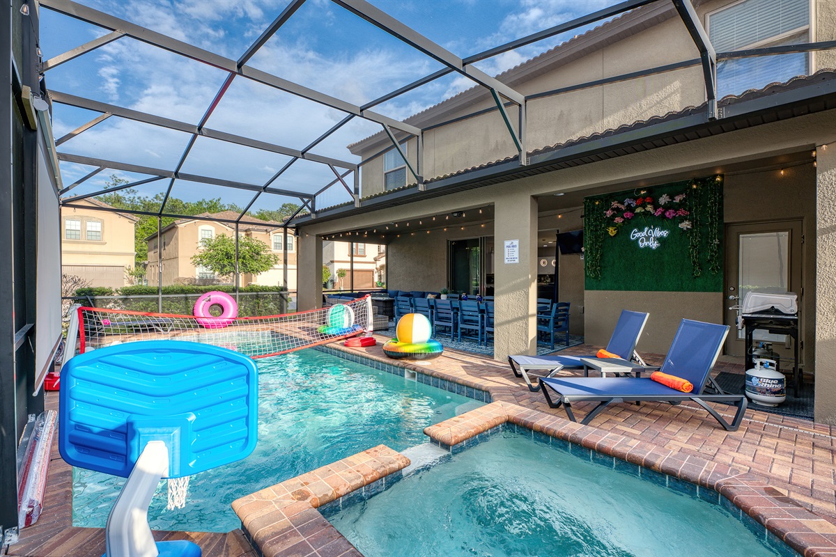 Pool also has a Basketball Net