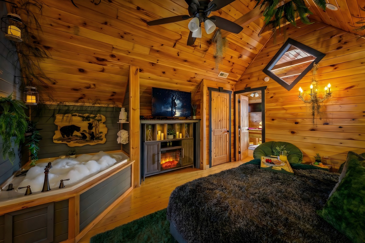 Turn the fireplace, fill the tub, put some mood music and let all the stress melt away with your favorite person