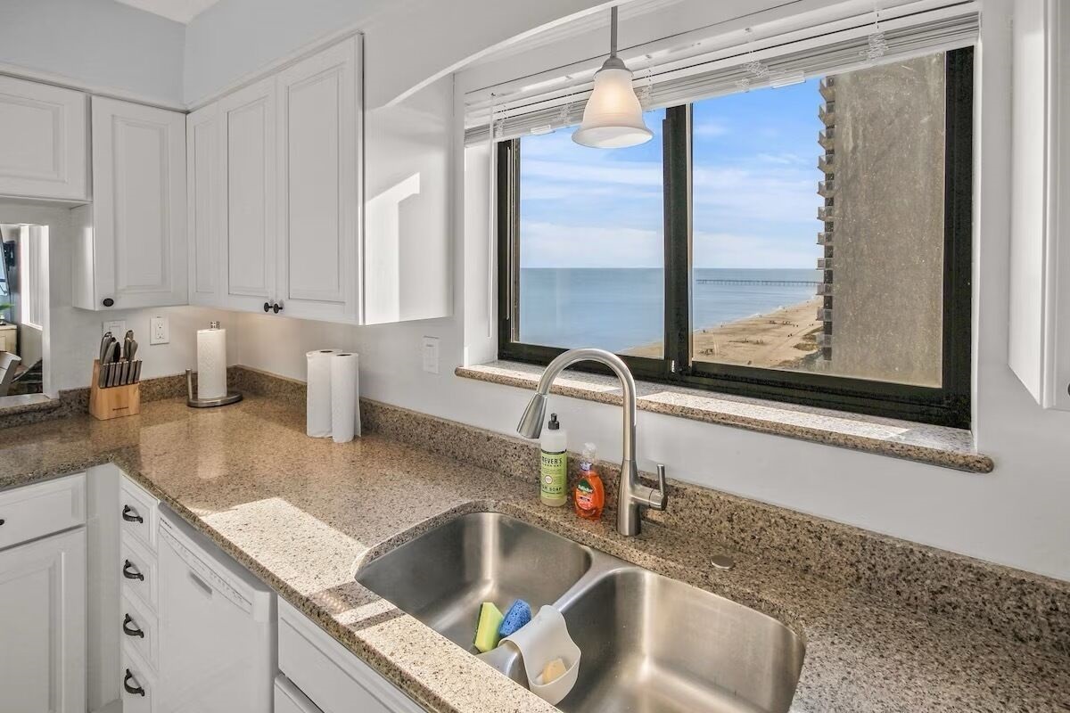 Ocean views while washing dishes