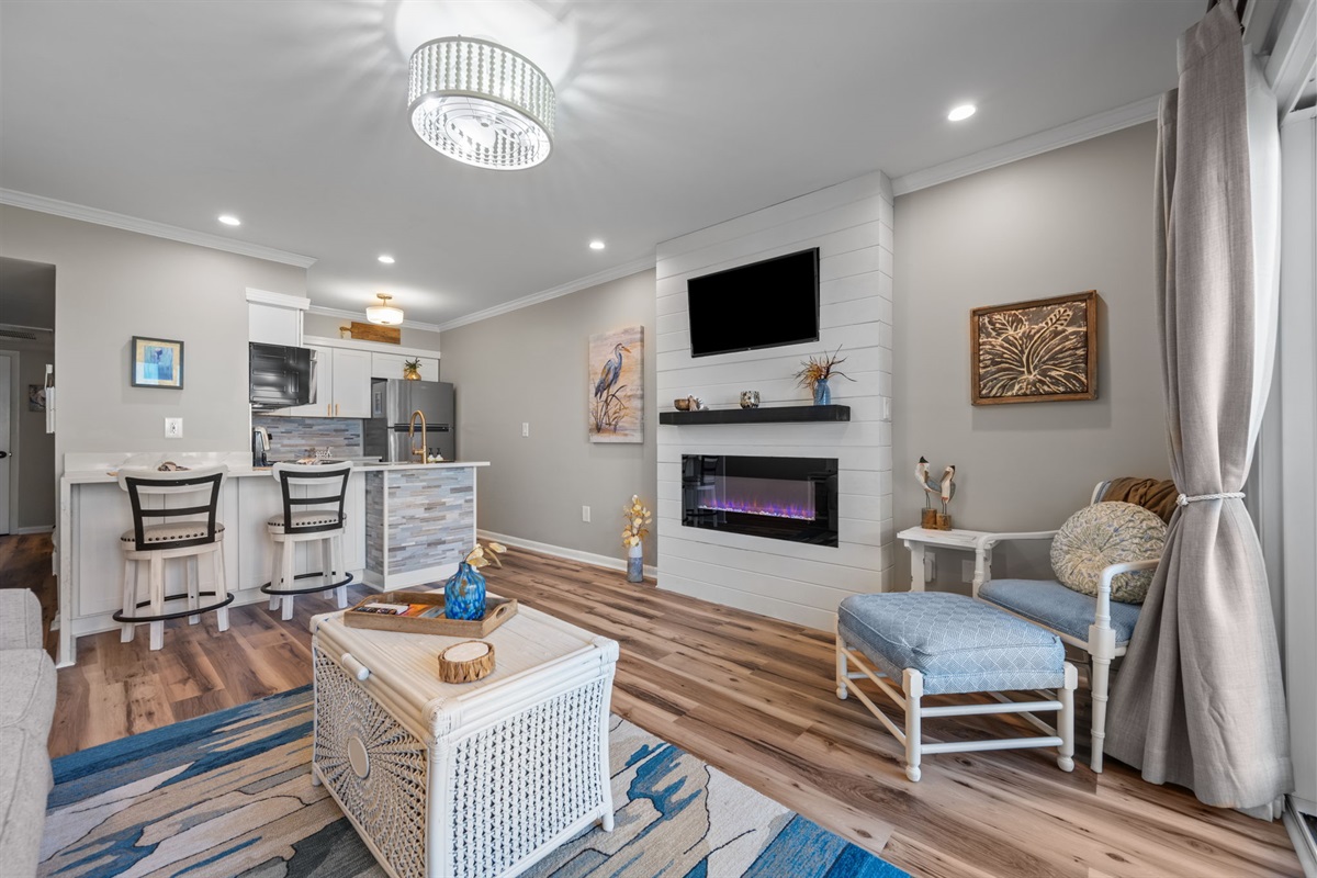 Spacious, airy layout with room to relax, dine, and gather