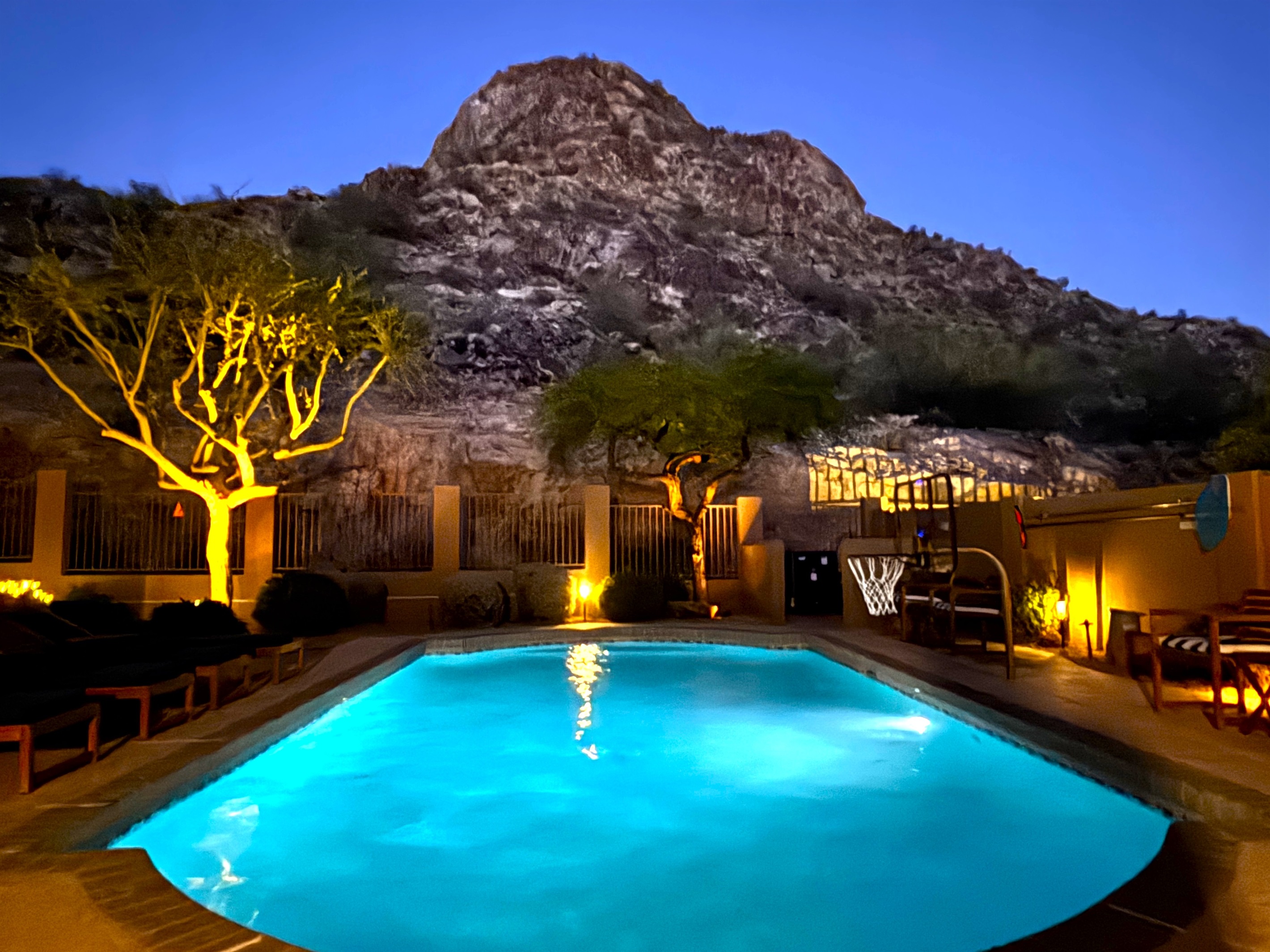 Backyard serenity at dusk
