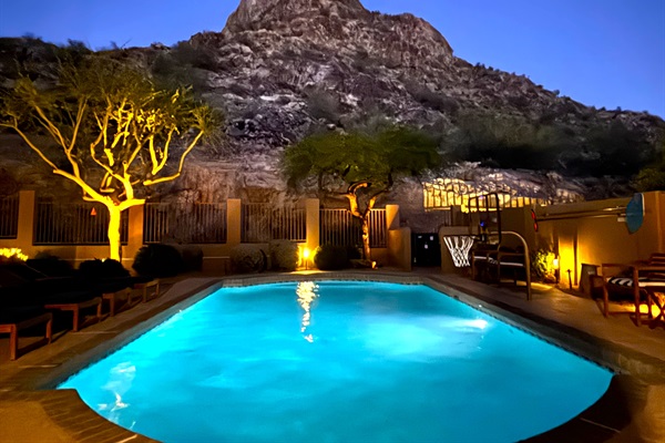 Backyard serenity at dusk