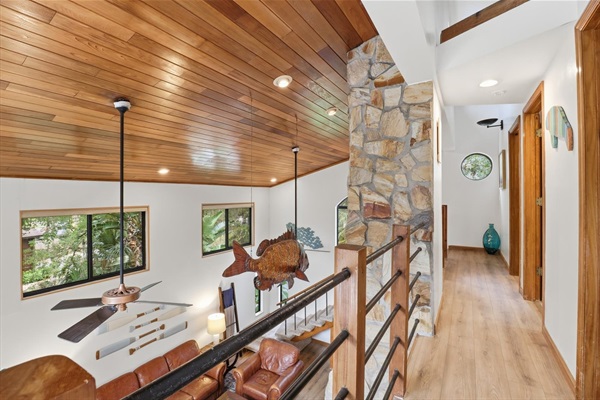 Upstairs hallway overlooking the living space