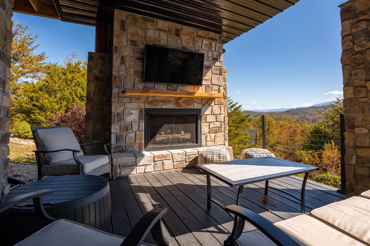 Relax by the Outdoor Fireplace with TV and Views