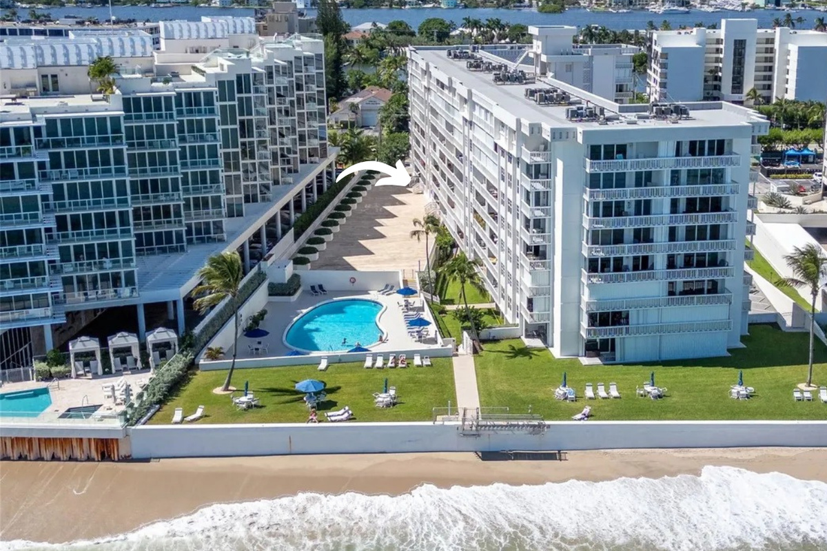 Walk out your door and you're at the pool in 30 seconds, the ocean in one minute. No elevator, no street crossing. Just go.
