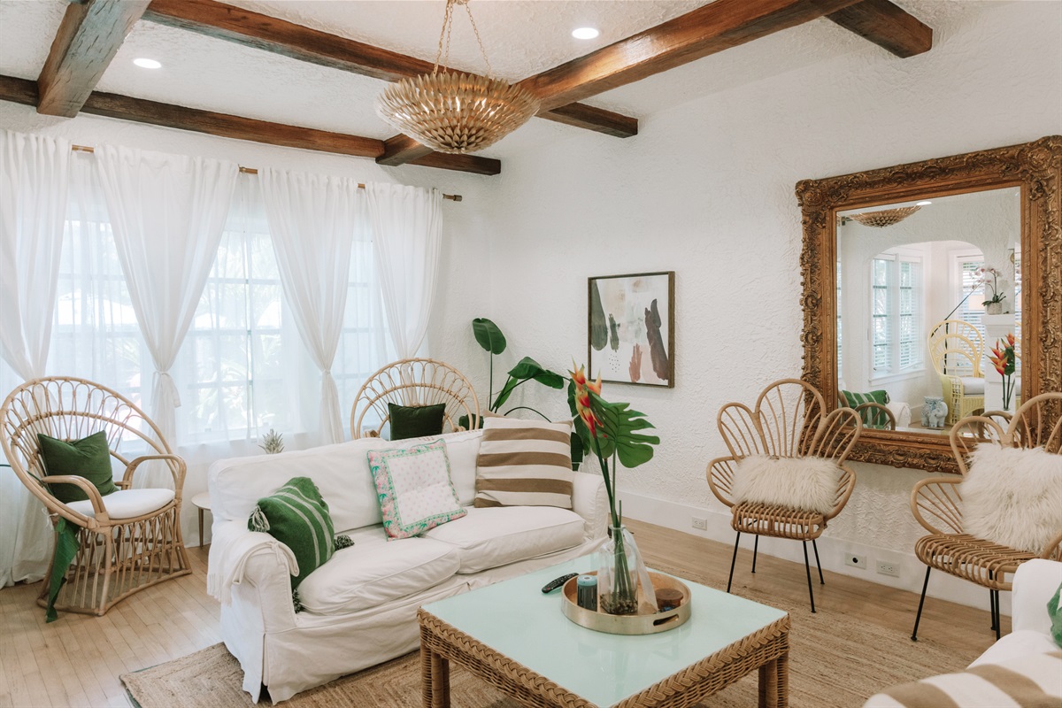 Relax in elegance, in our professionally designed living space with iconic local furniture from Circa Who.