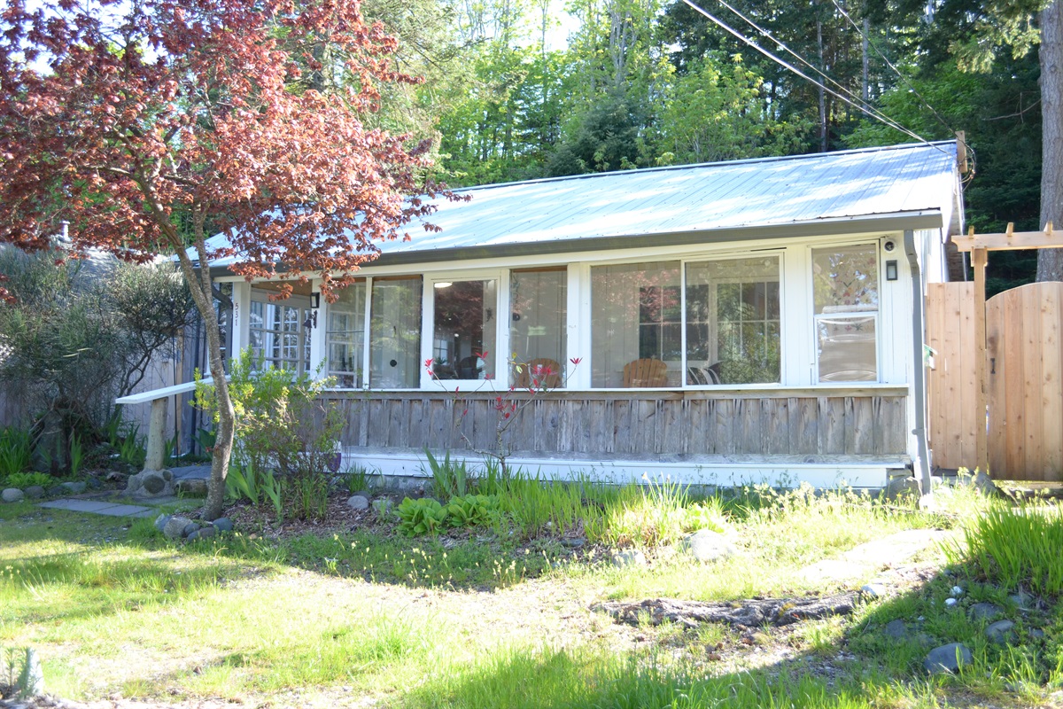 Front of house with patio