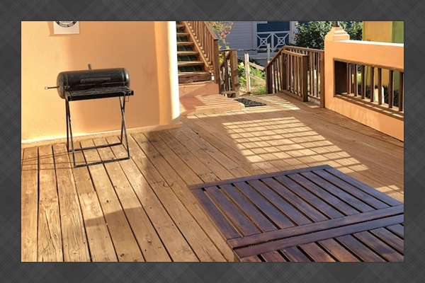 Charcoal grill shared by all 3 units