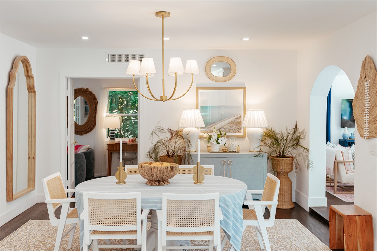 The Marisol's main dining area is adjacent to the spectacular kitchen, artfully designed with area photos, decor and lighting.