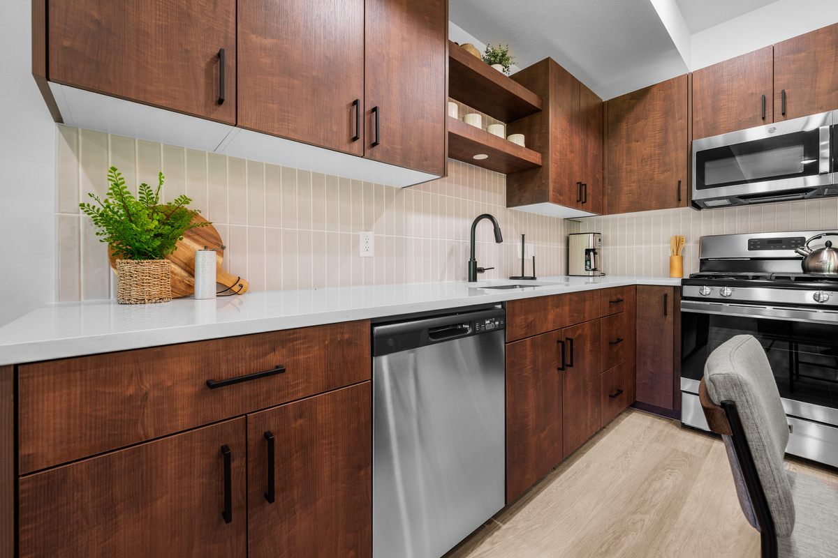 Plenty of cabinet space and countertop room for extended stays.