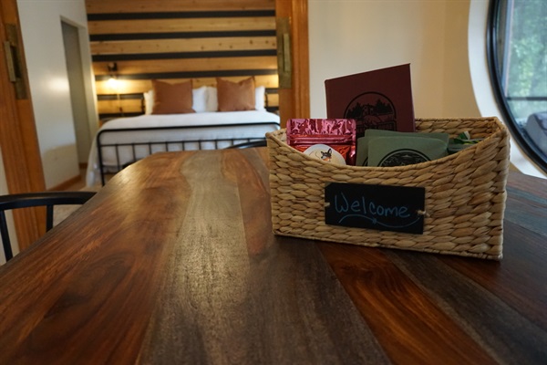 Enjoy some treats on us and please leave us a note in the guest book!