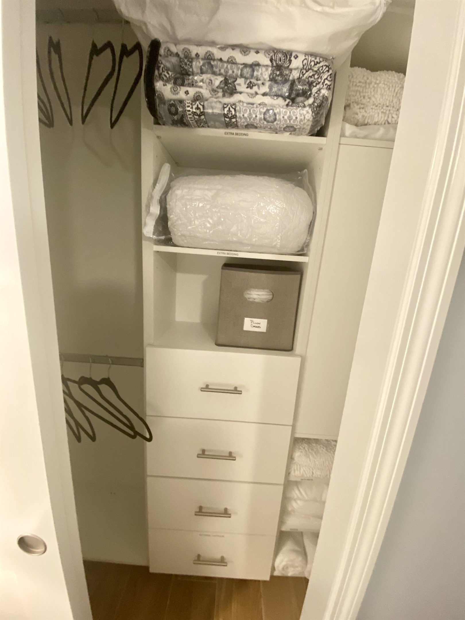 Custom built closet, with extra linens