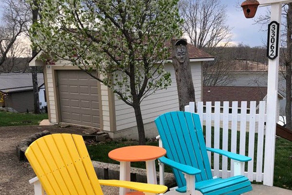 Enjoy coffee in the morning on the driveway seating area. 
