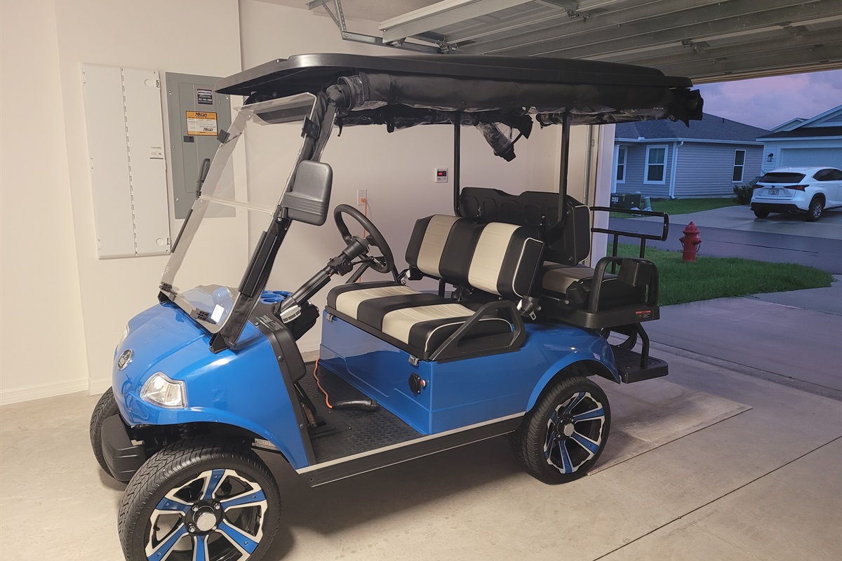 Your ride awaits! Enjoy the use of our gold cart included with your stay—because getting around should be just as fun as the destination.