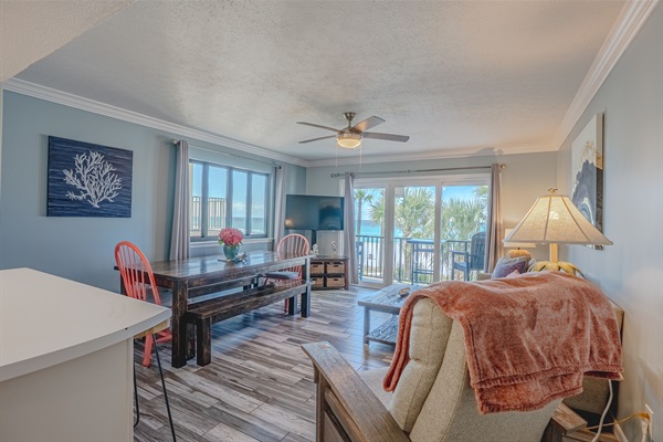 Living and dining areas