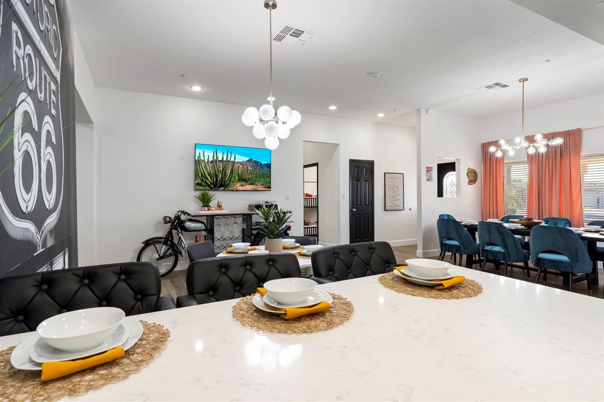 Seating for 15 in this room and additional 8 in the next room with Bike Bar to the left!