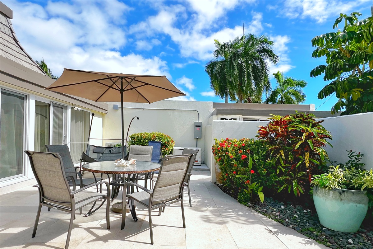 Lounge in comfort with shaded seating and an open-air vibe.