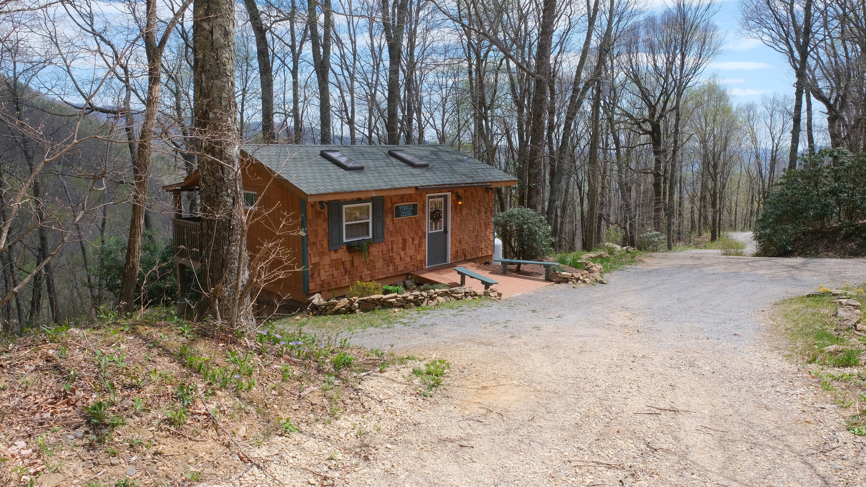 Drive into camp and this is the first cabin on the right!