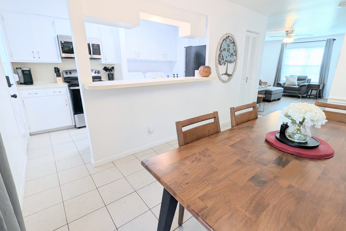 The downstairs living space has everything you need to gather as a group. 