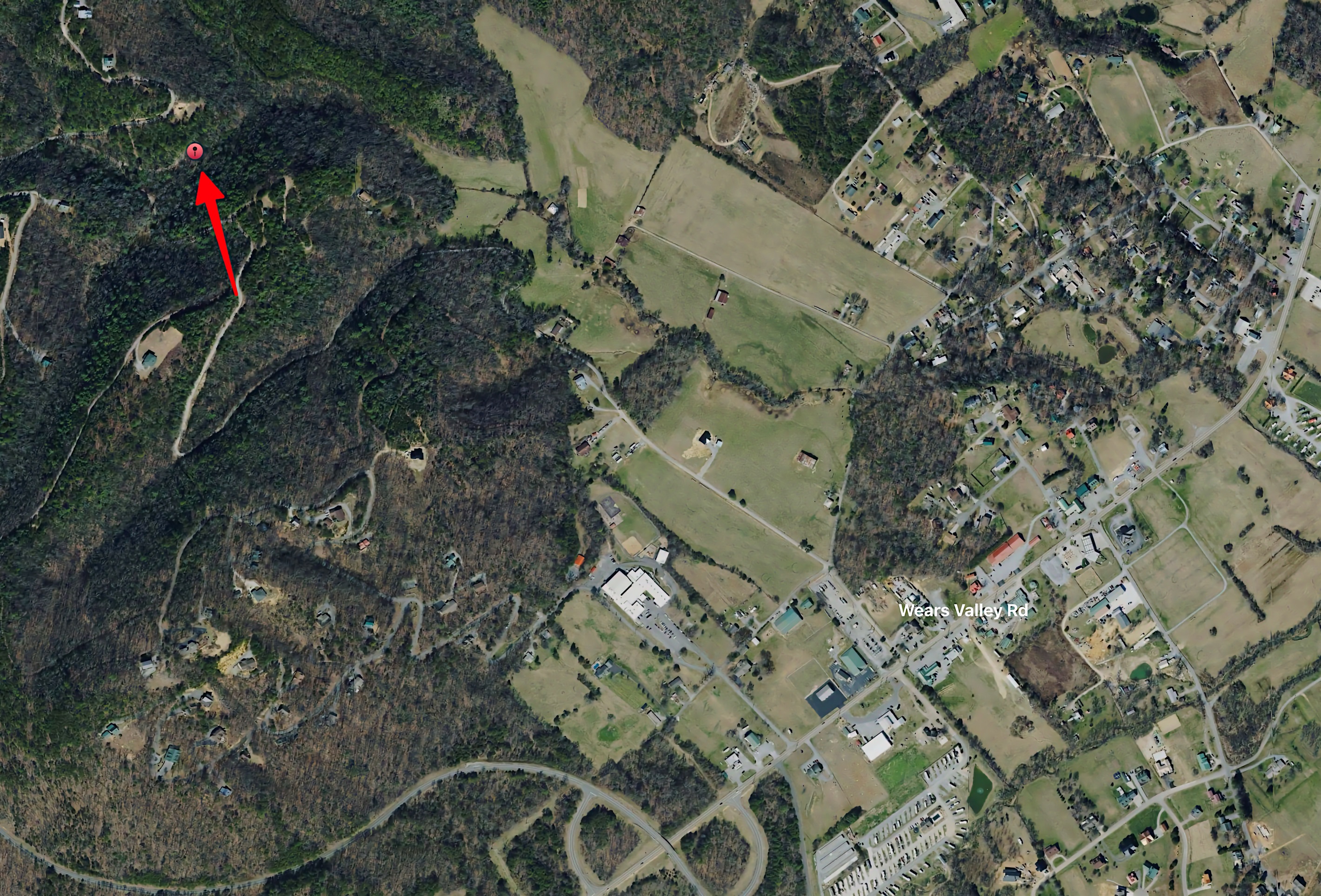 This satellite image shows how private it is at Mountain Air. And close to Wears Valley restaurants/shops, Great Smoky Mountains National Park (GSMNP), Pigeon Forge, Dollywood, and Gatlinburg!