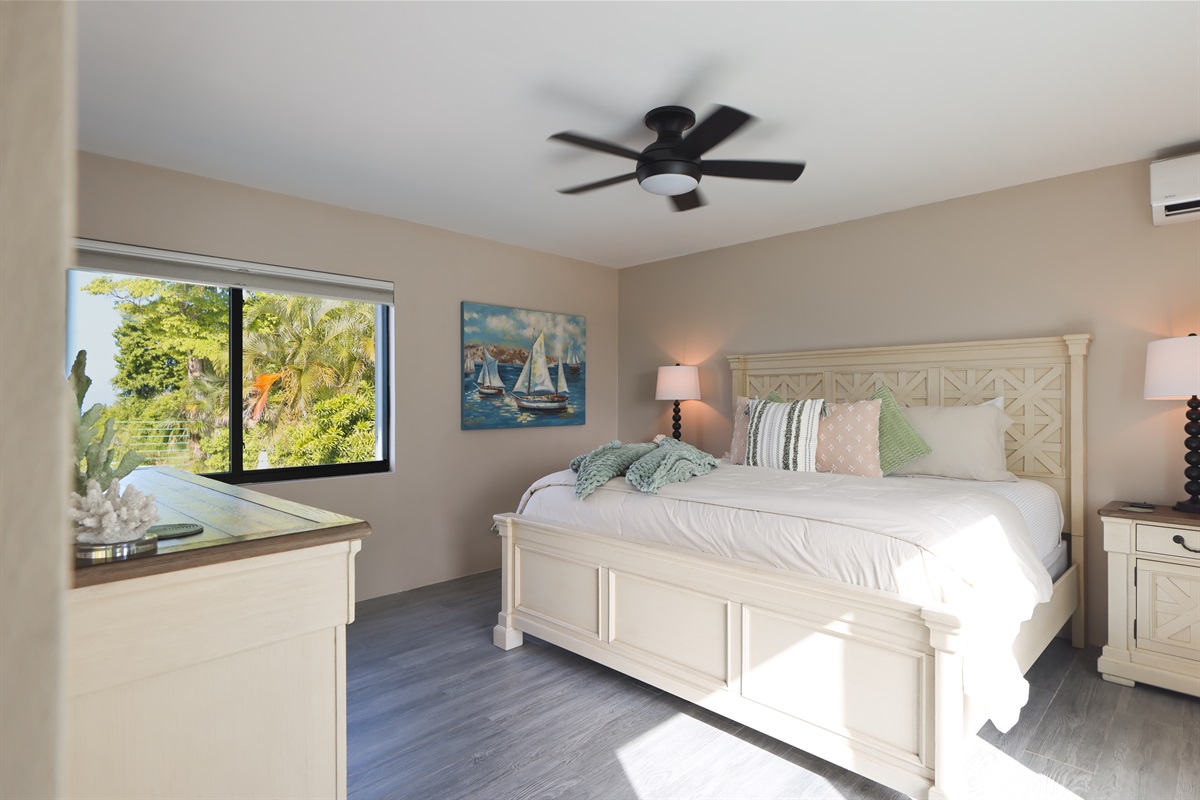 Walk up the stairs and go left to enter this bedroom.