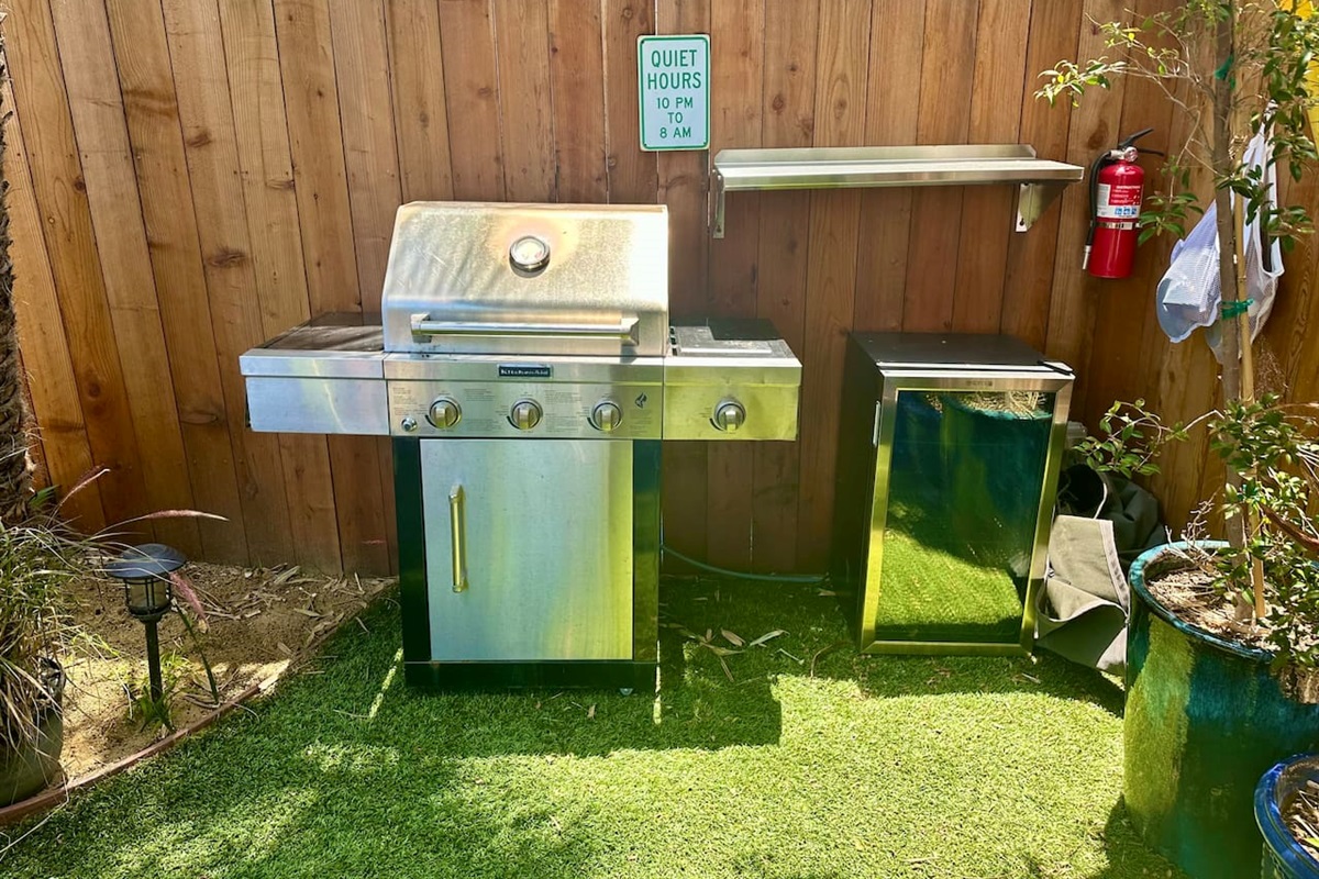 The back yard also has a grill, drink fridge and TV.