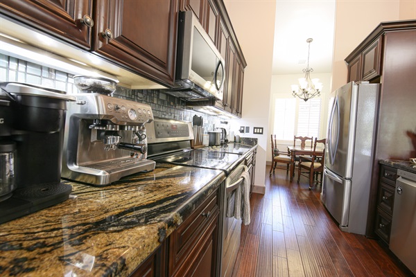 plenty of cookspace and amenities for breakfast, lunch, and dinner