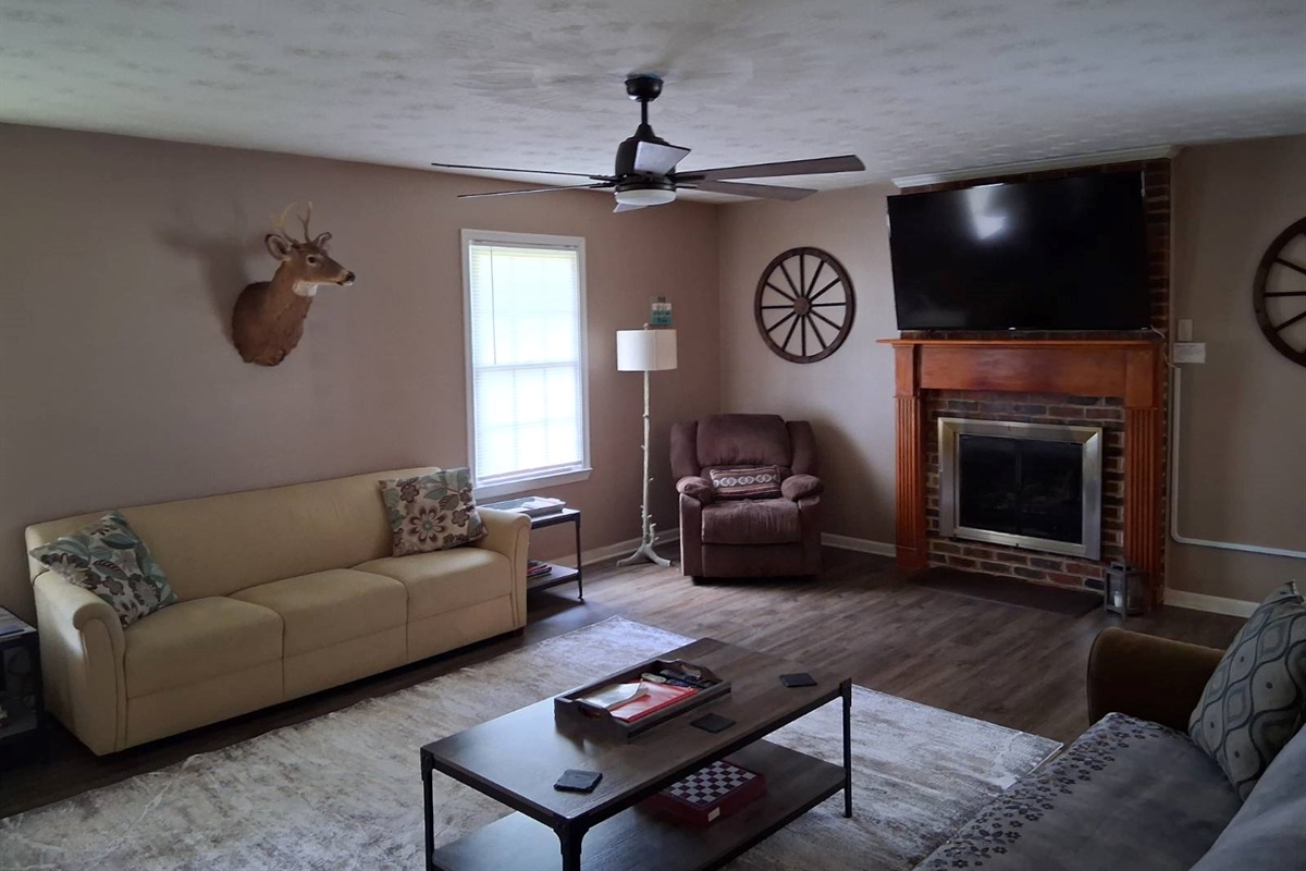 Comfortable living room with gas fireplace