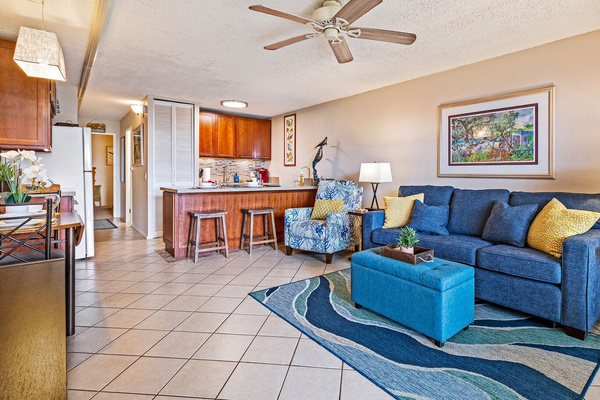 Open concept dining and living area.