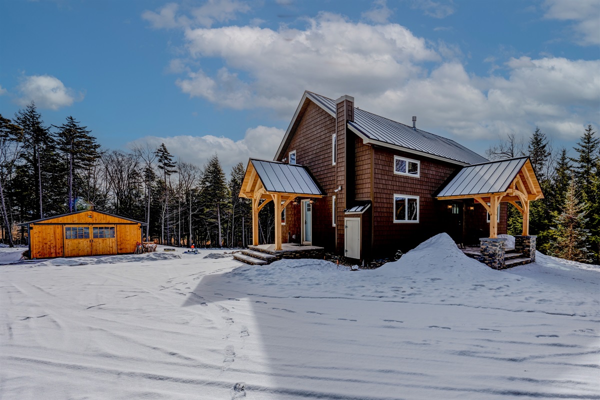 House and the barn in the background.  