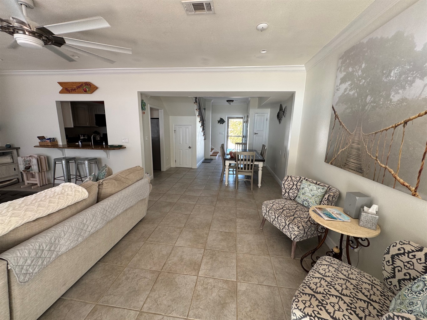 living area off the kitchen and dining area