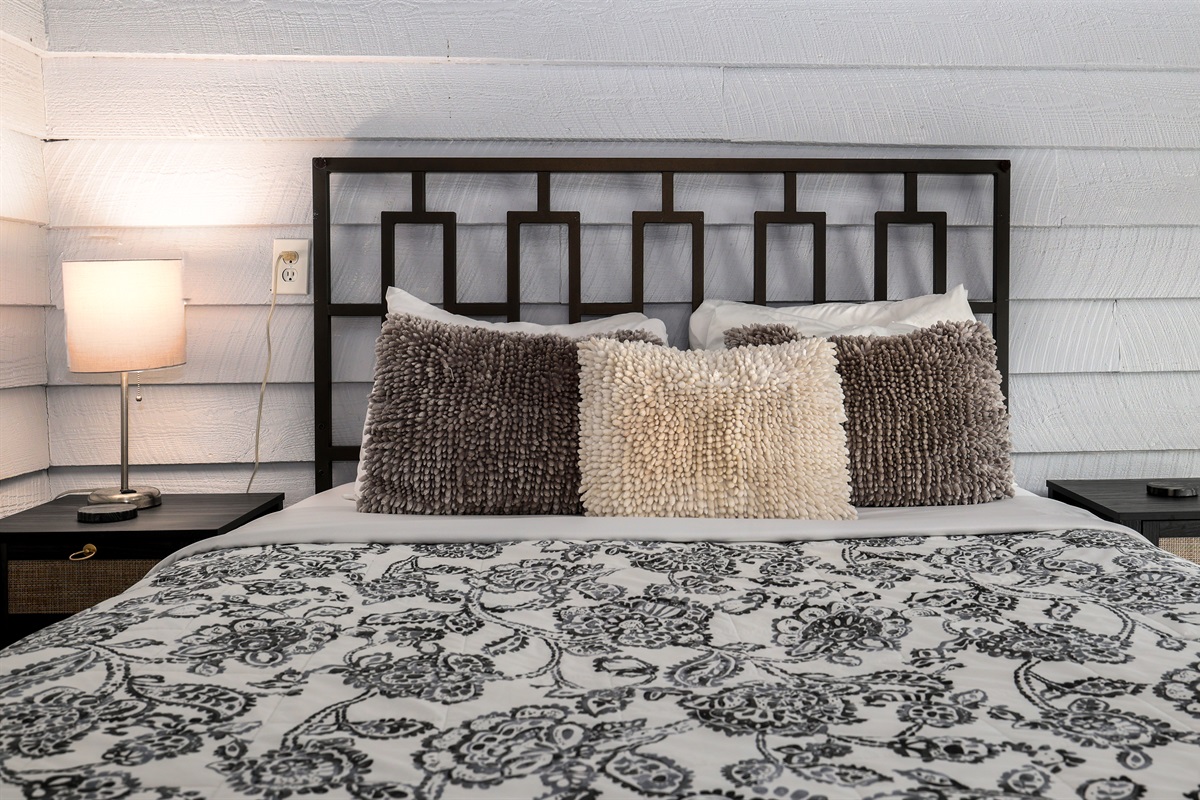 Bedroom 1 with Queen bed, access to deck and ensuite bathroom