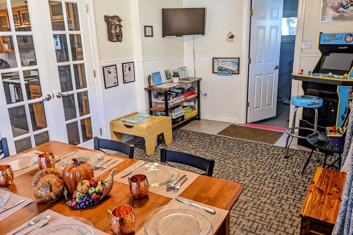 Sit down for family dinner while the kids play with the games!