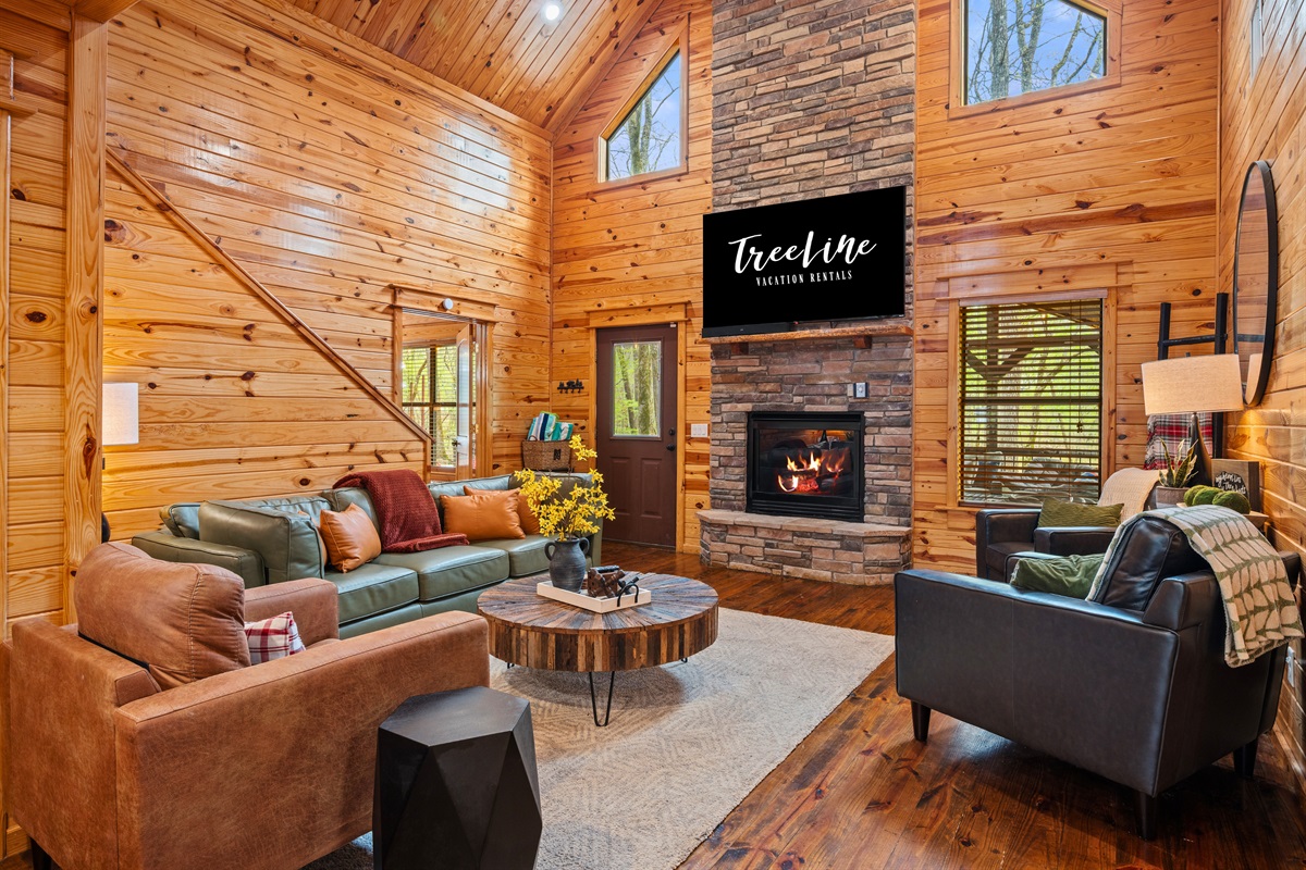 Centered around a charming fireplace, the space invites you to slow down, unwind, and enjoy a comfortable night indoors.