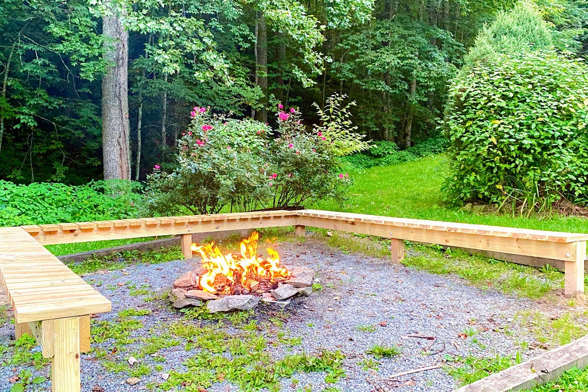 hive lodge firepit area