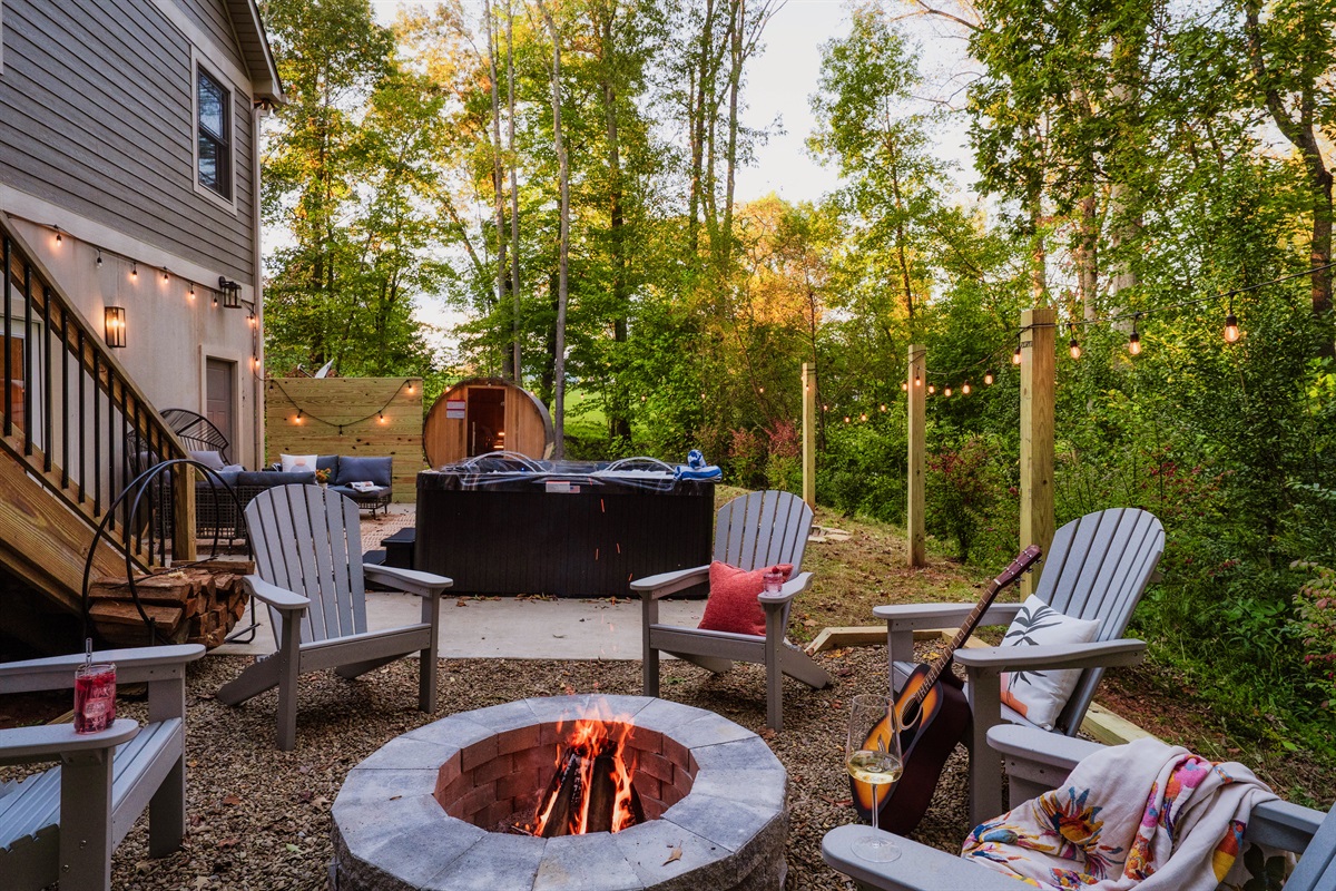 Experience the ultimate in relaxation and luxury right here in your private back yard retreat. Sauna, hot tub, and a crackling fire pit are calling your name.