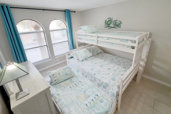 Secondary bedroom with queen/twin bunk bed. There is an additional trundle bed also.
