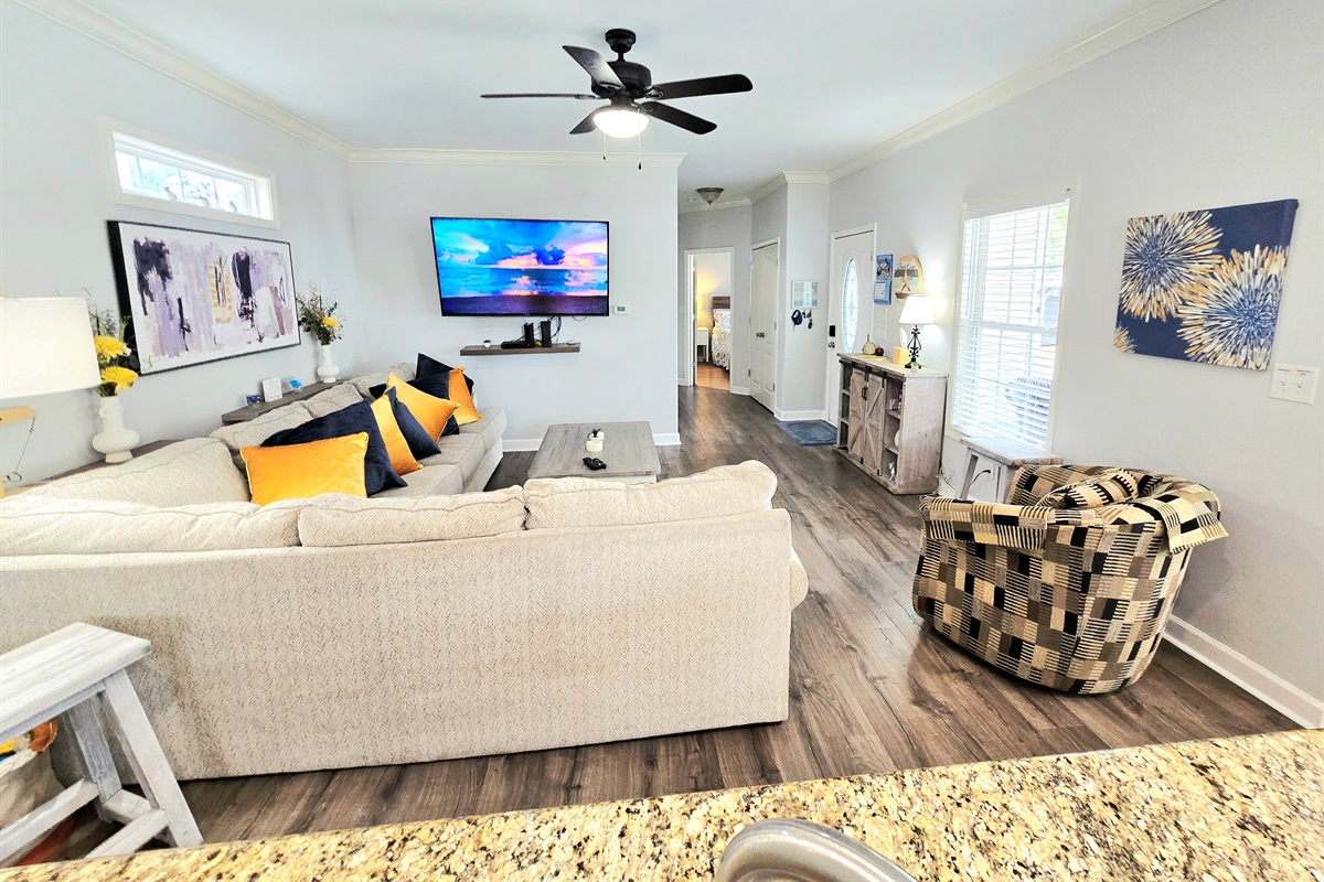 Living Room w/ large Smart TV