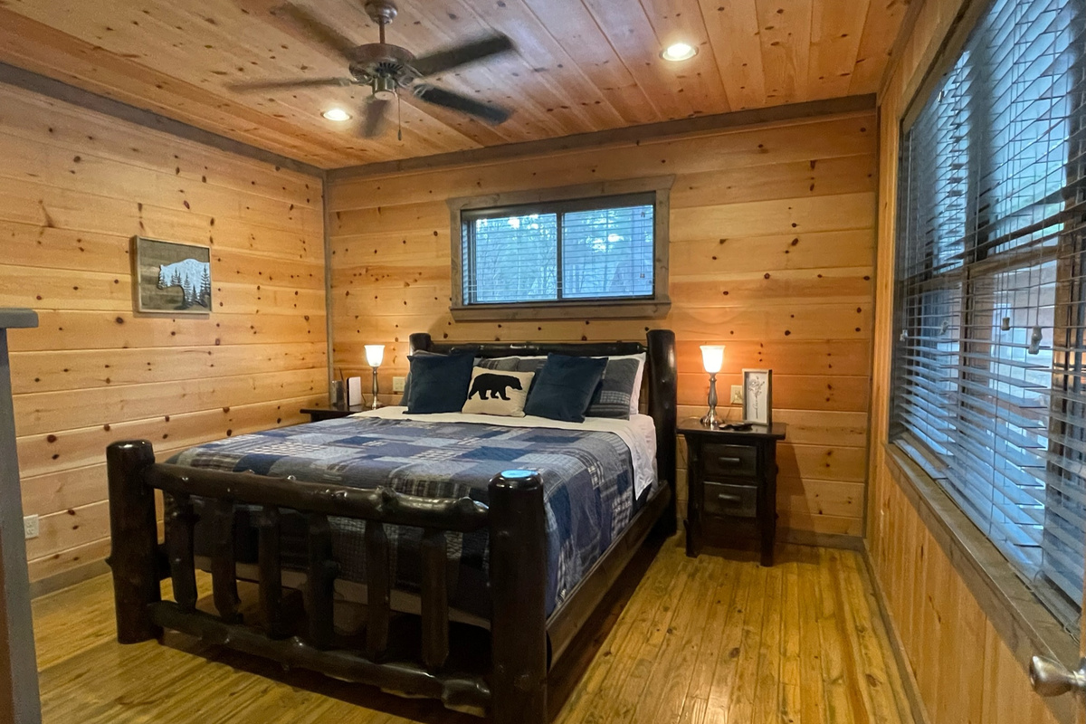 Downstairs master bedroom with very comfy King bed.
