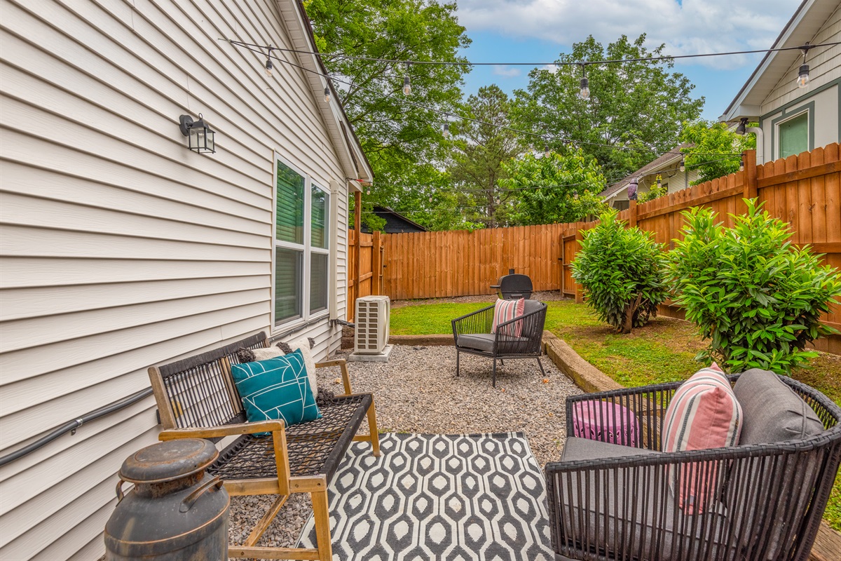 Ample outdoor, fenced in space with privacy fence.