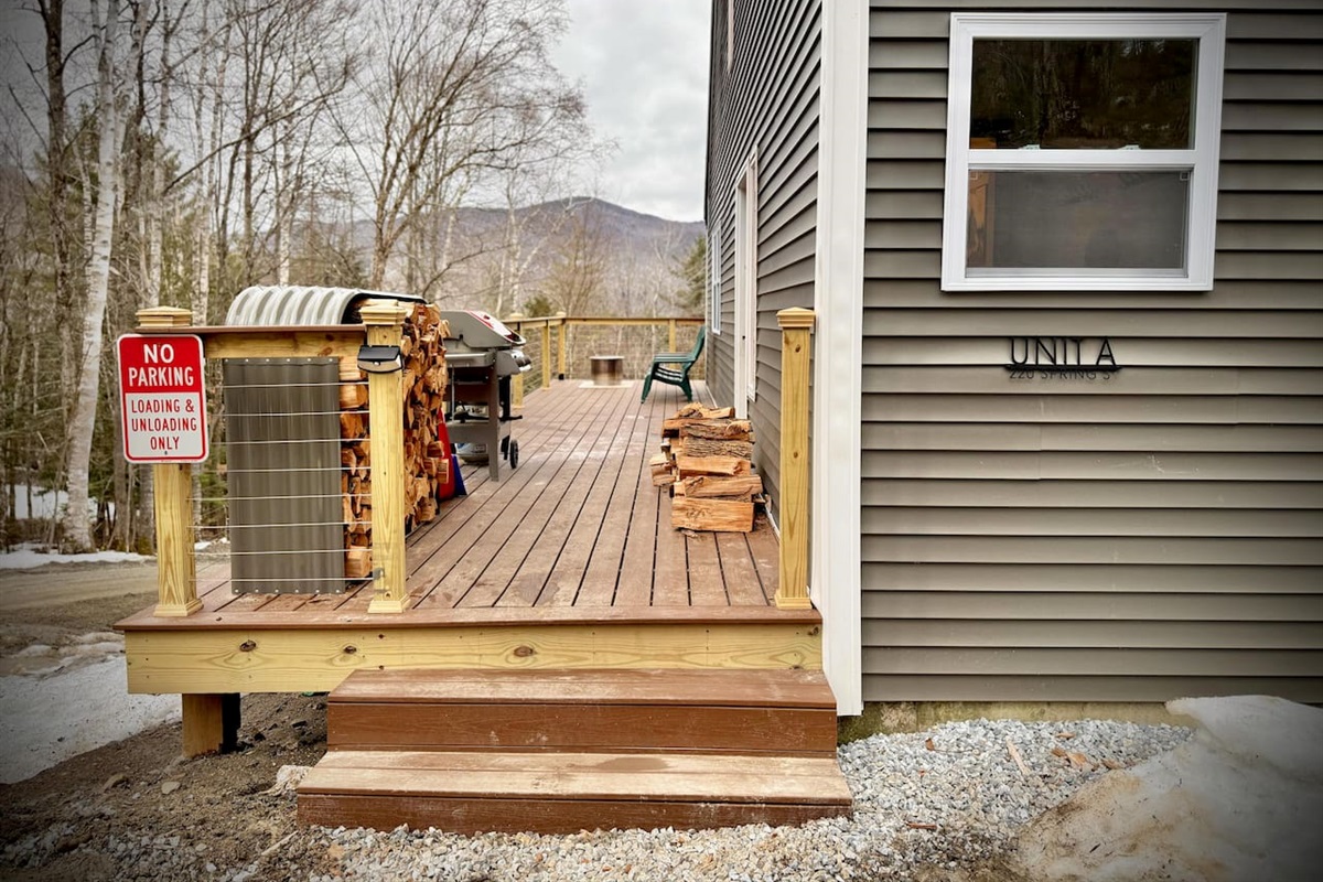 Unit A entrance and deck area